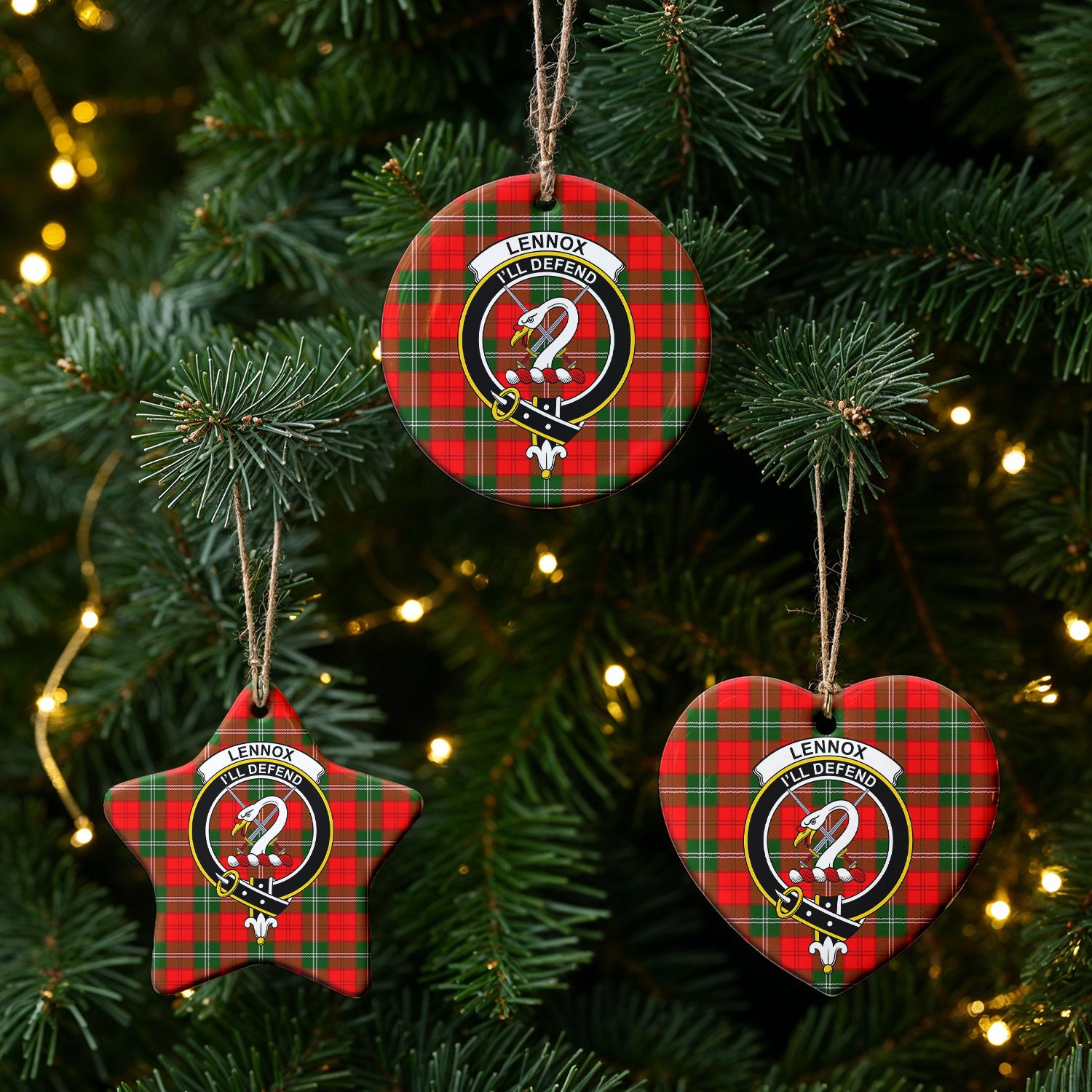 Lennox Tartan Crest Christmas Ceramic Ornament