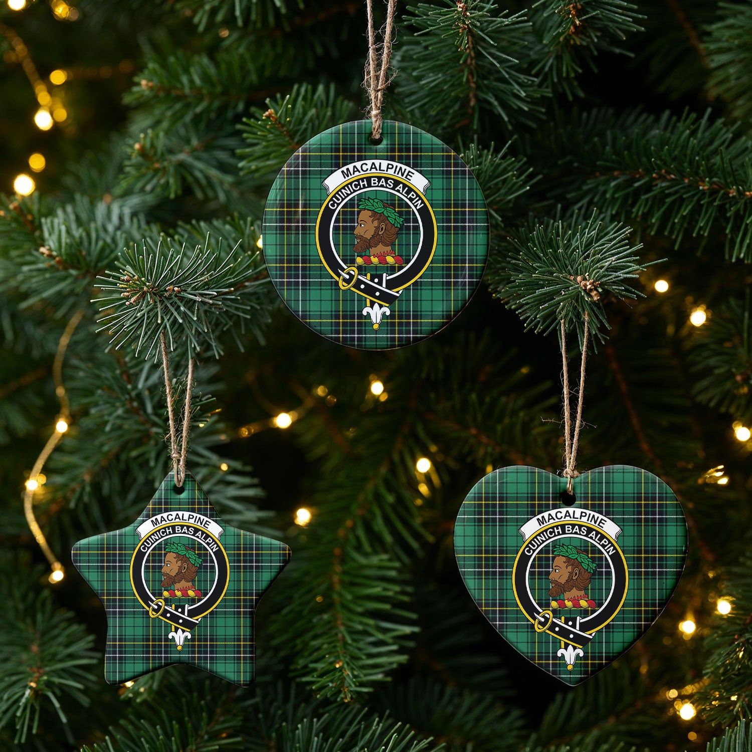 MacAlpine Ancient Tartan Crest Christmas Ceramic Ornament