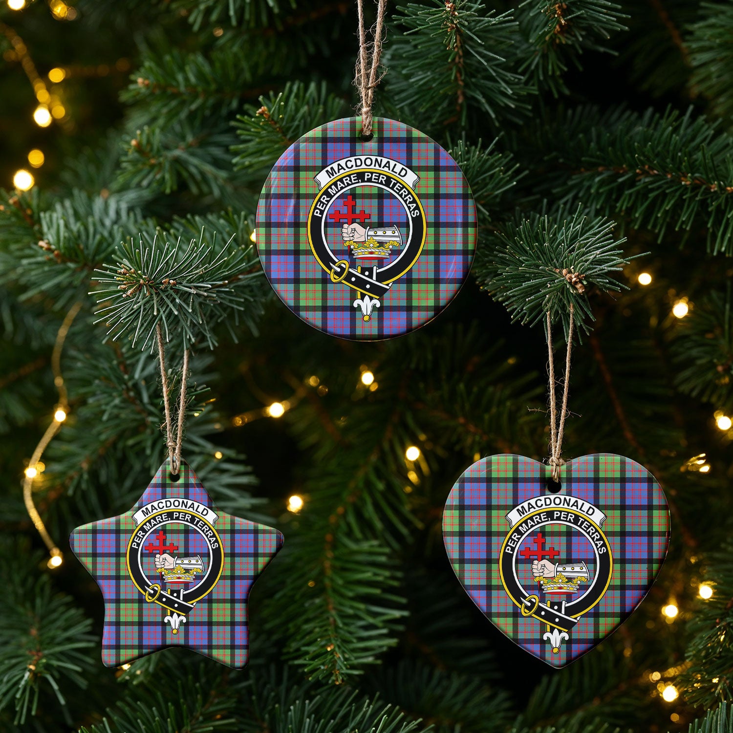 MacDonald Ancient Tartan Crest Christmas Ceramic Ornament