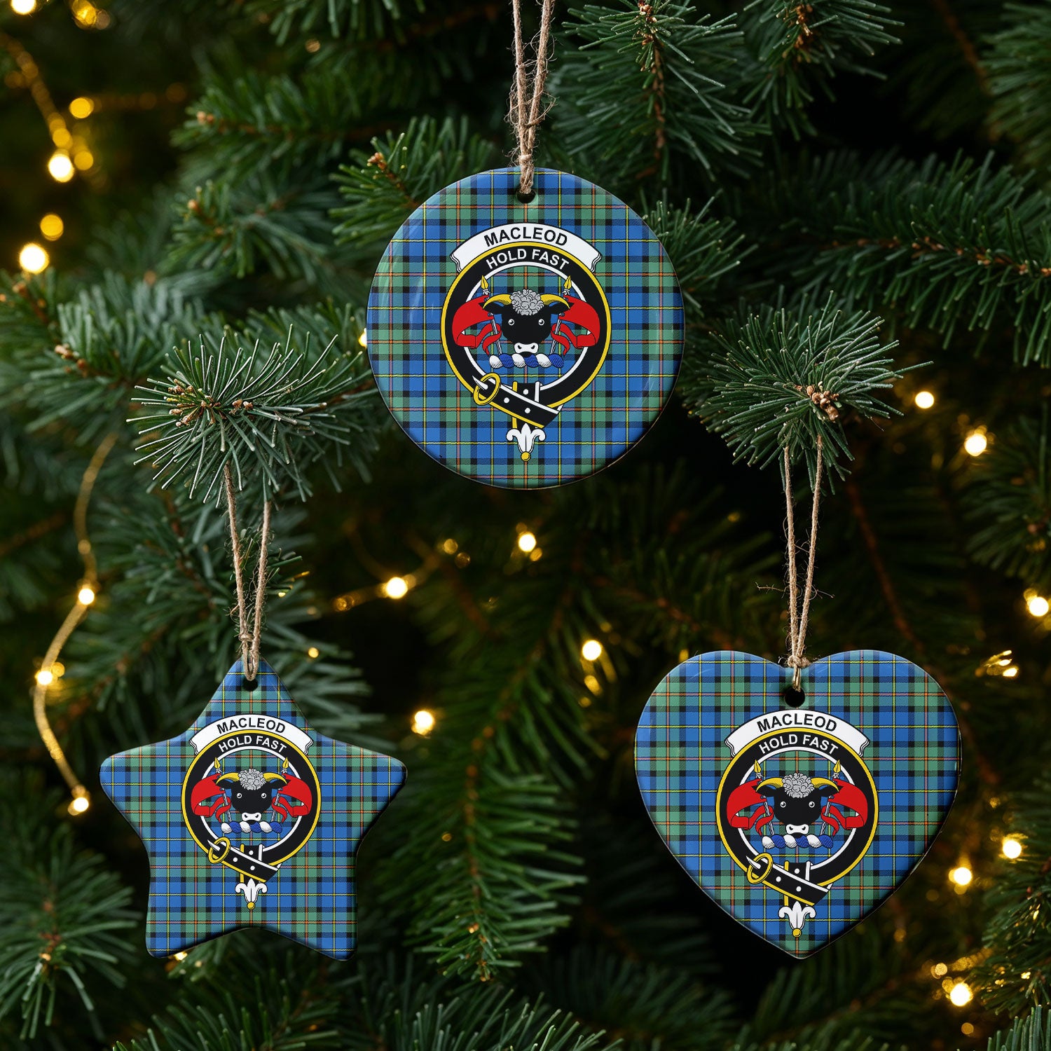 MacLeod of Harris Ancient Tartan Crest Christmas Ceramic Ornament