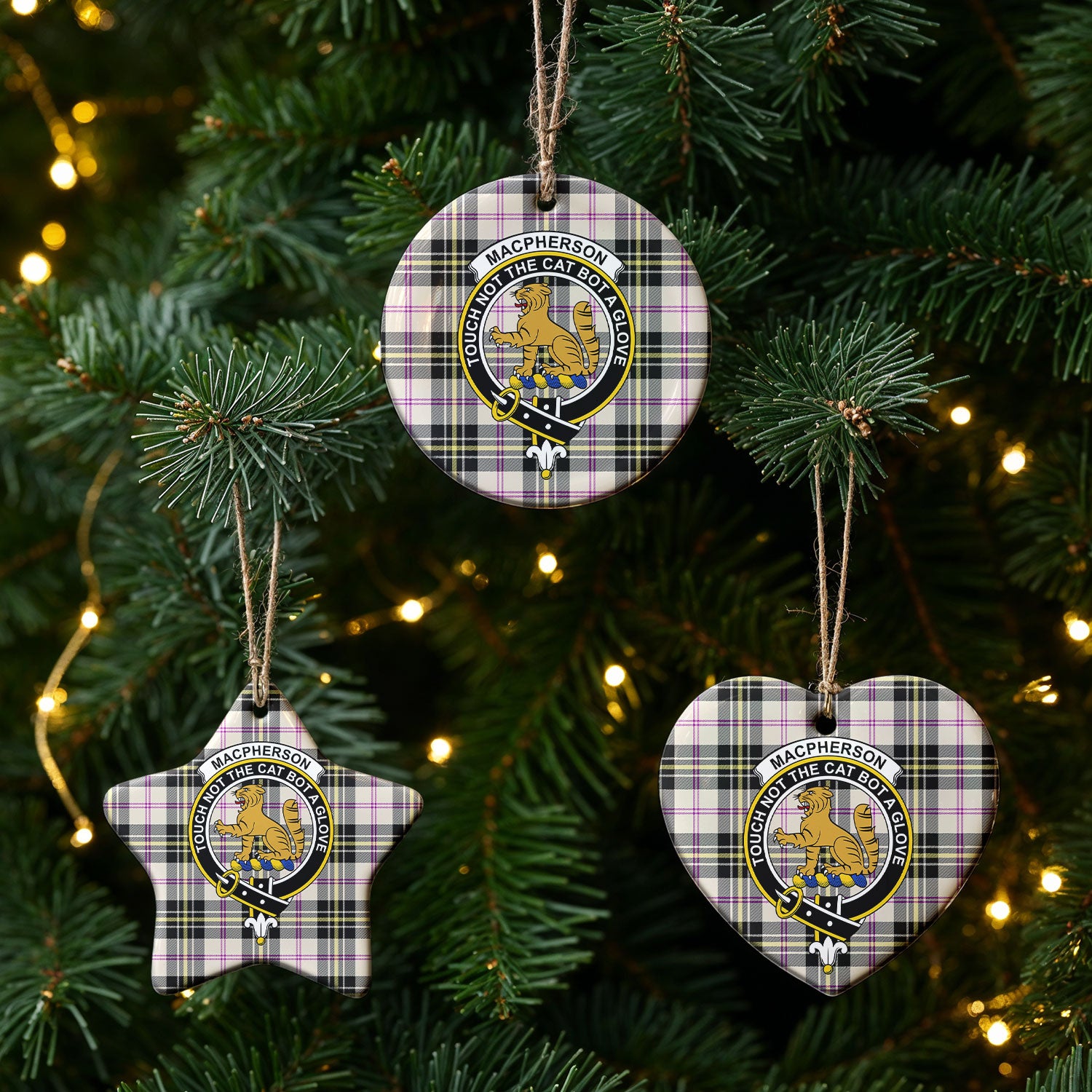 MacPherson Dress Ancient Tartan Crest Christmas Ceramic Ornament