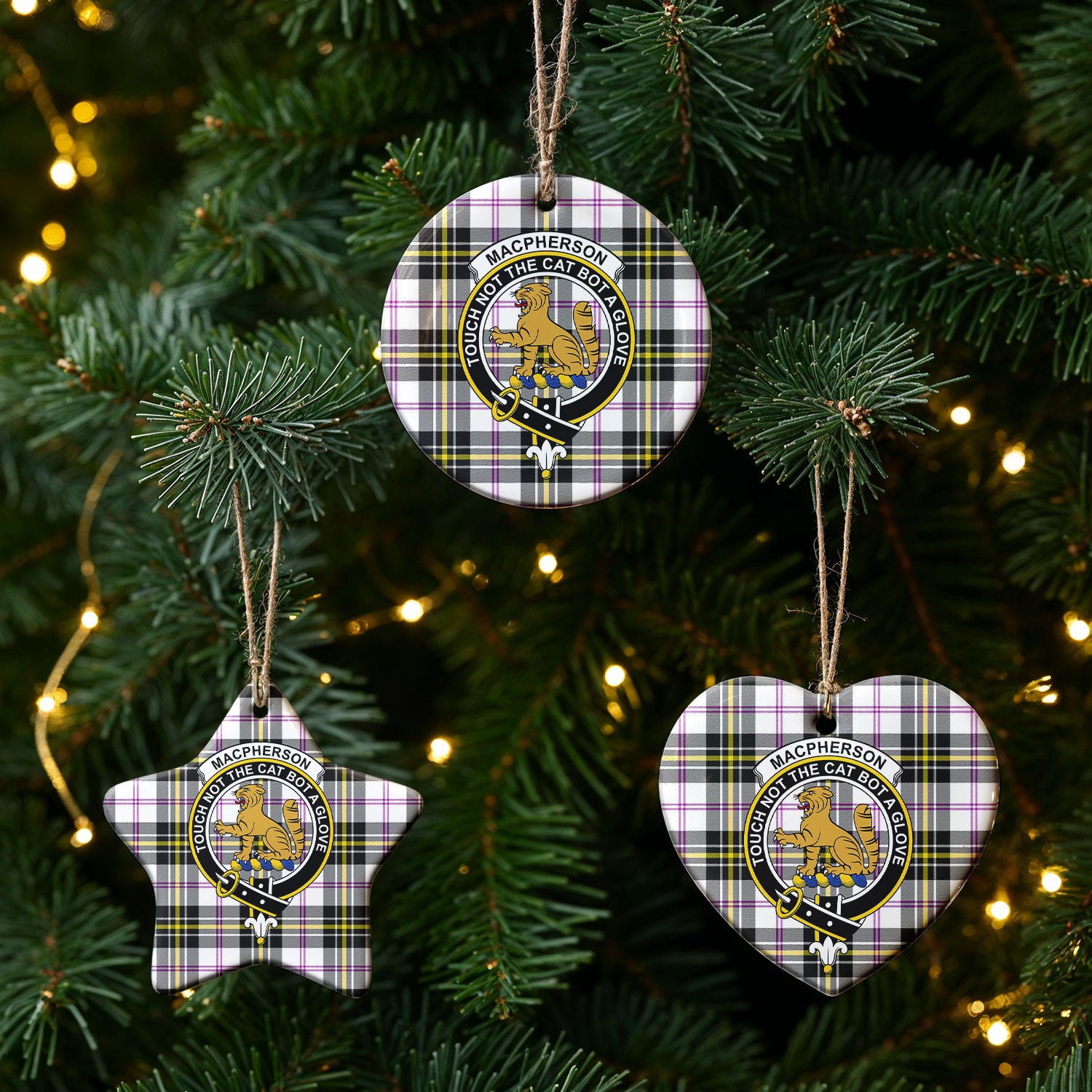 MacPherson Dress Modern Tartan Crest Christmas Ceramic Ornament