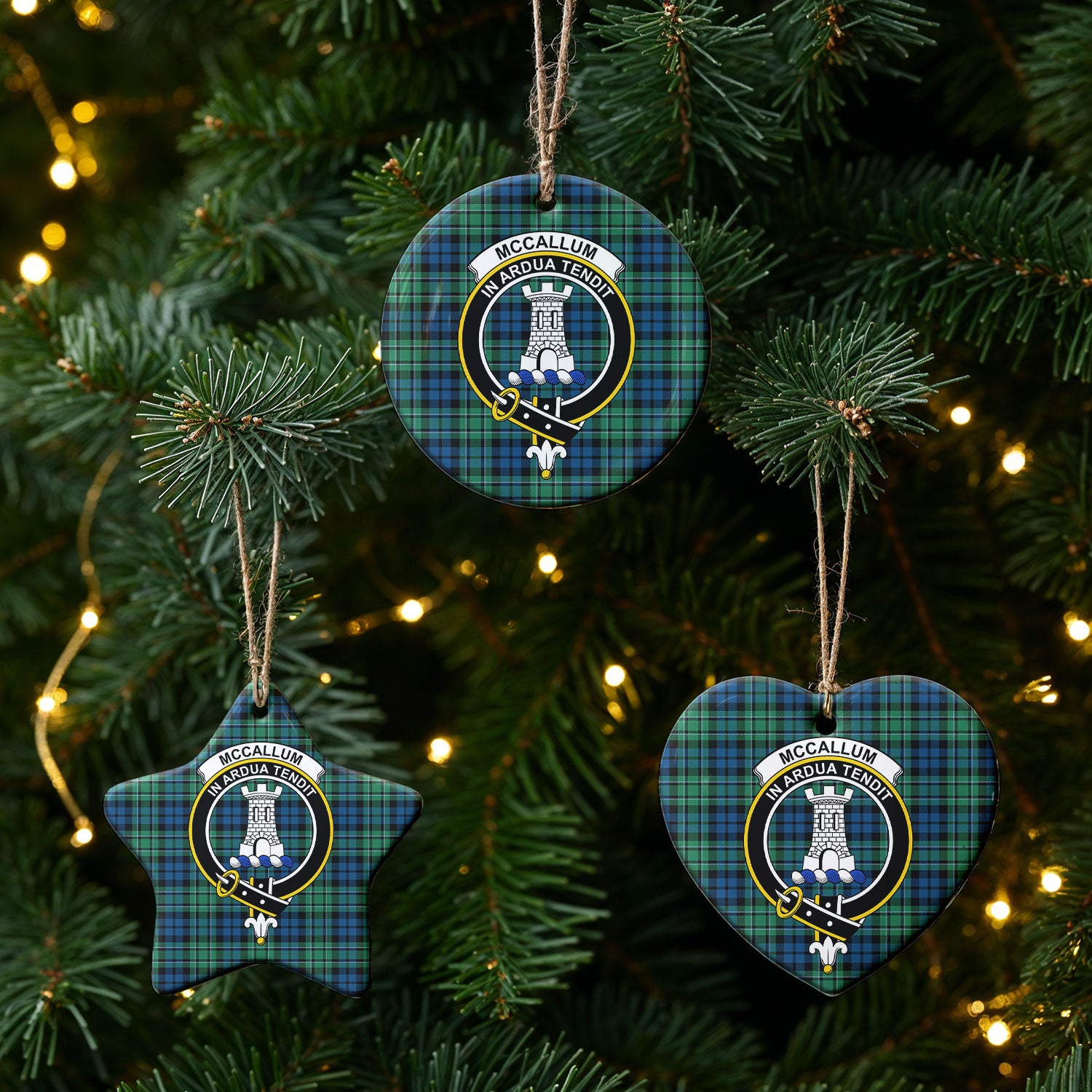 McCallum Ancient Tartan Crest Christmas Ceramic Ornament