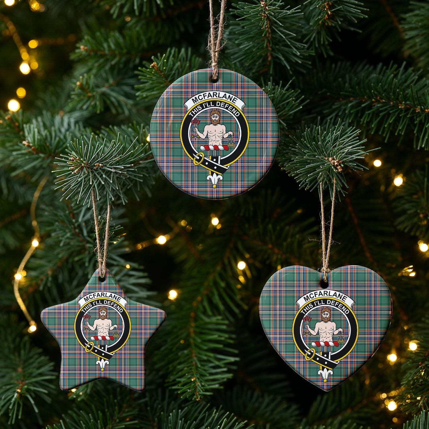 McFarlane Hunting Ancient Tartan Crest Christmas Ceramic Ornament