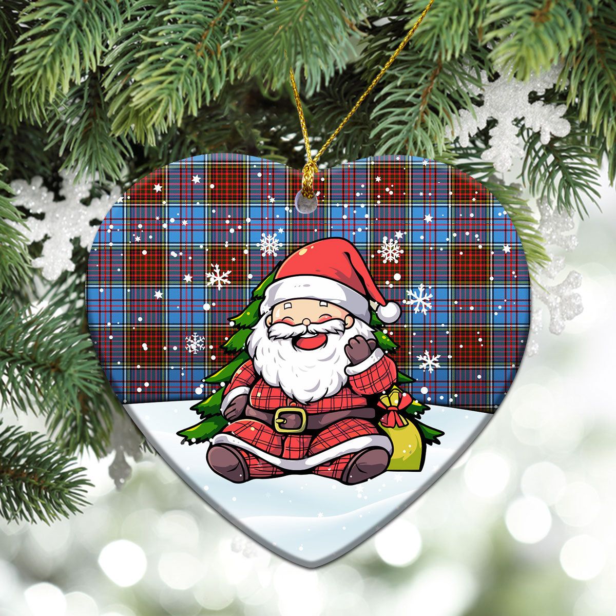 Anderson Modern Tartan Christmas Ceramic Ornament - Scottish Santa Style