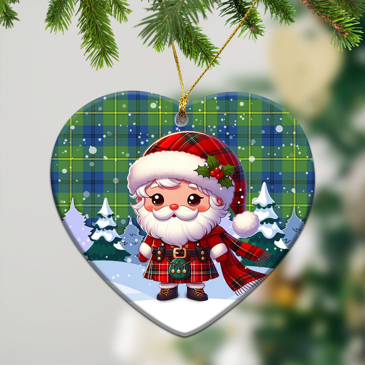Johnston Ancient Tartan Christmas Ceramic Ornament - Santa Claus In Kilt Style
