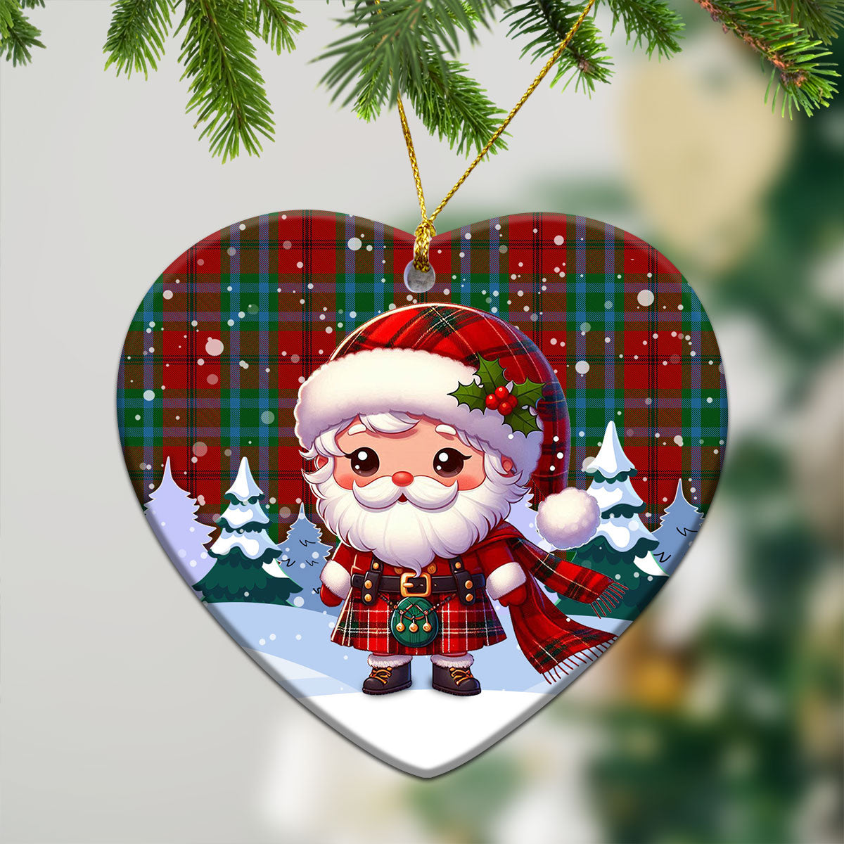 McCook Tartan Christmas Ceramic Ornament - Santa Claus In Kilt Style