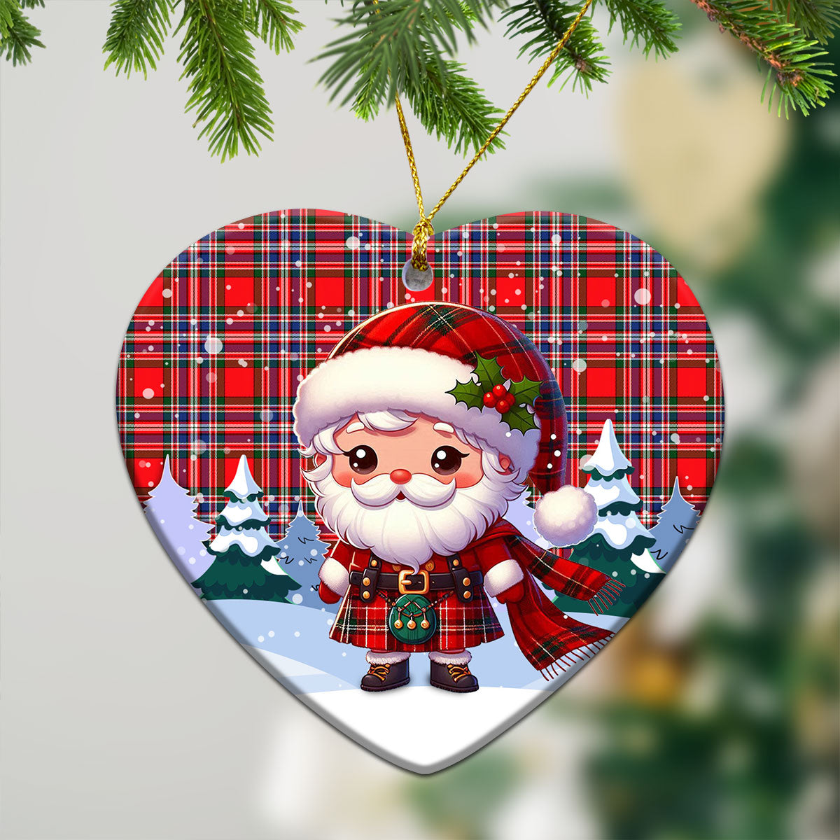 McFarlane Modern Tartan Christmas Ceramic Ornament - Santa Claus In Kilt Style
