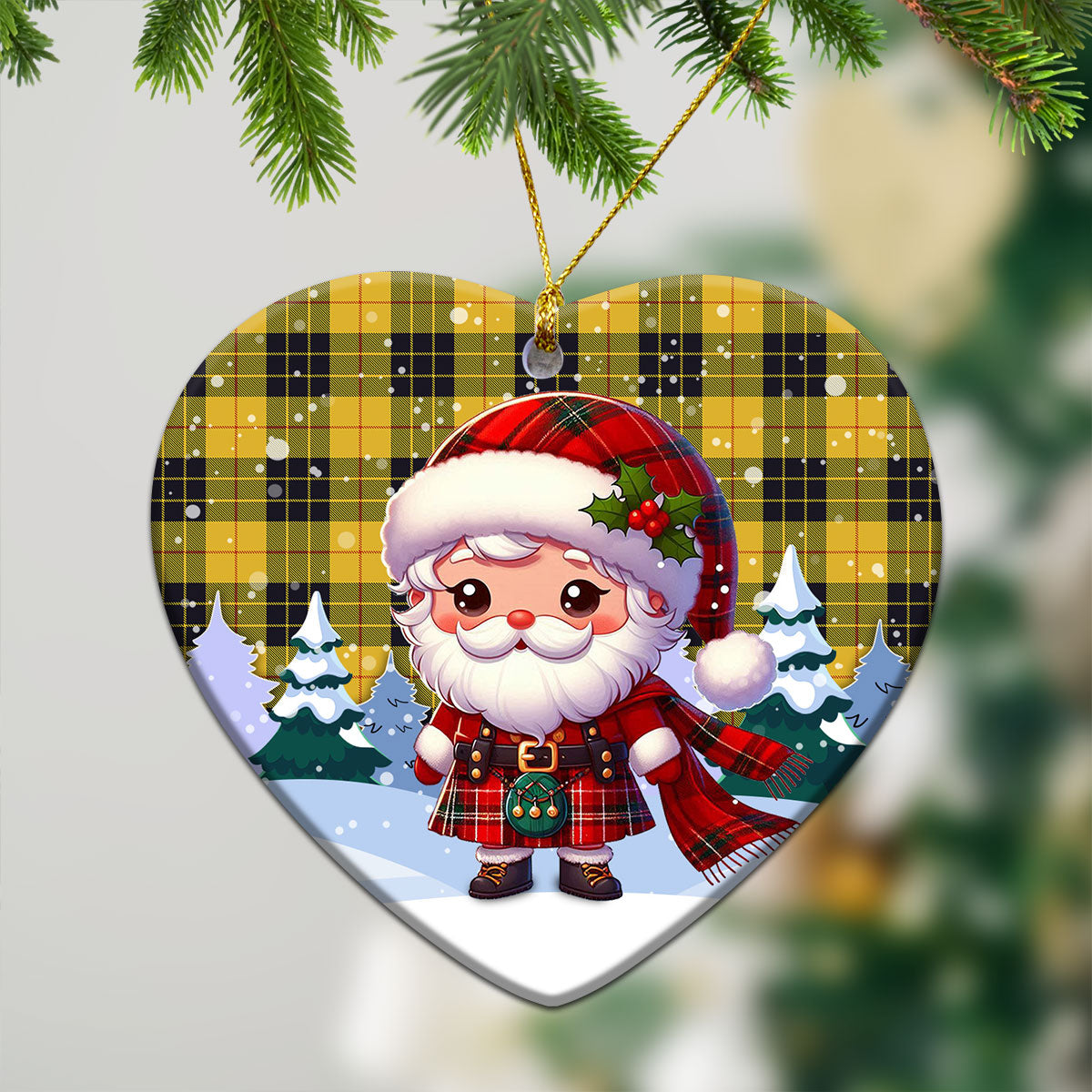 McLeod of Lewis Ancient Tartan Christmas Ceramic Ornament - Santa Claus In Kilt Style