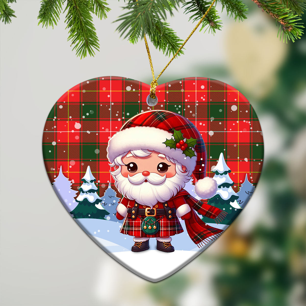 McPhee Tartan Christmas Ceramic Ornament - Santa Claus In Kilt Style