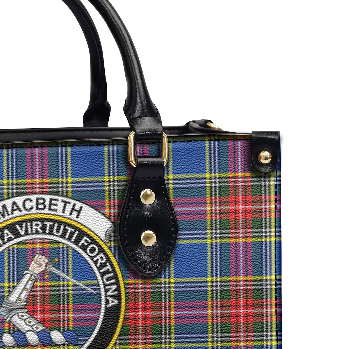 MacBeth Modern Tartan Crest Leather Handbag
