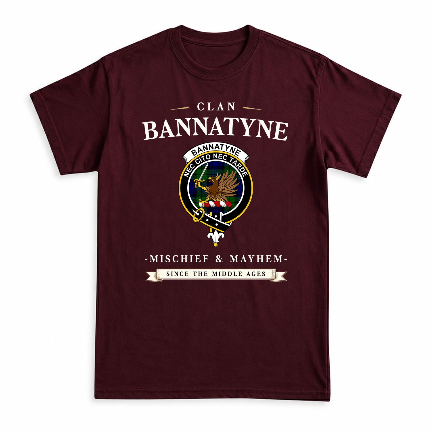 Bannatyne Tartan Crest Mischief and Mayhem T-shirt