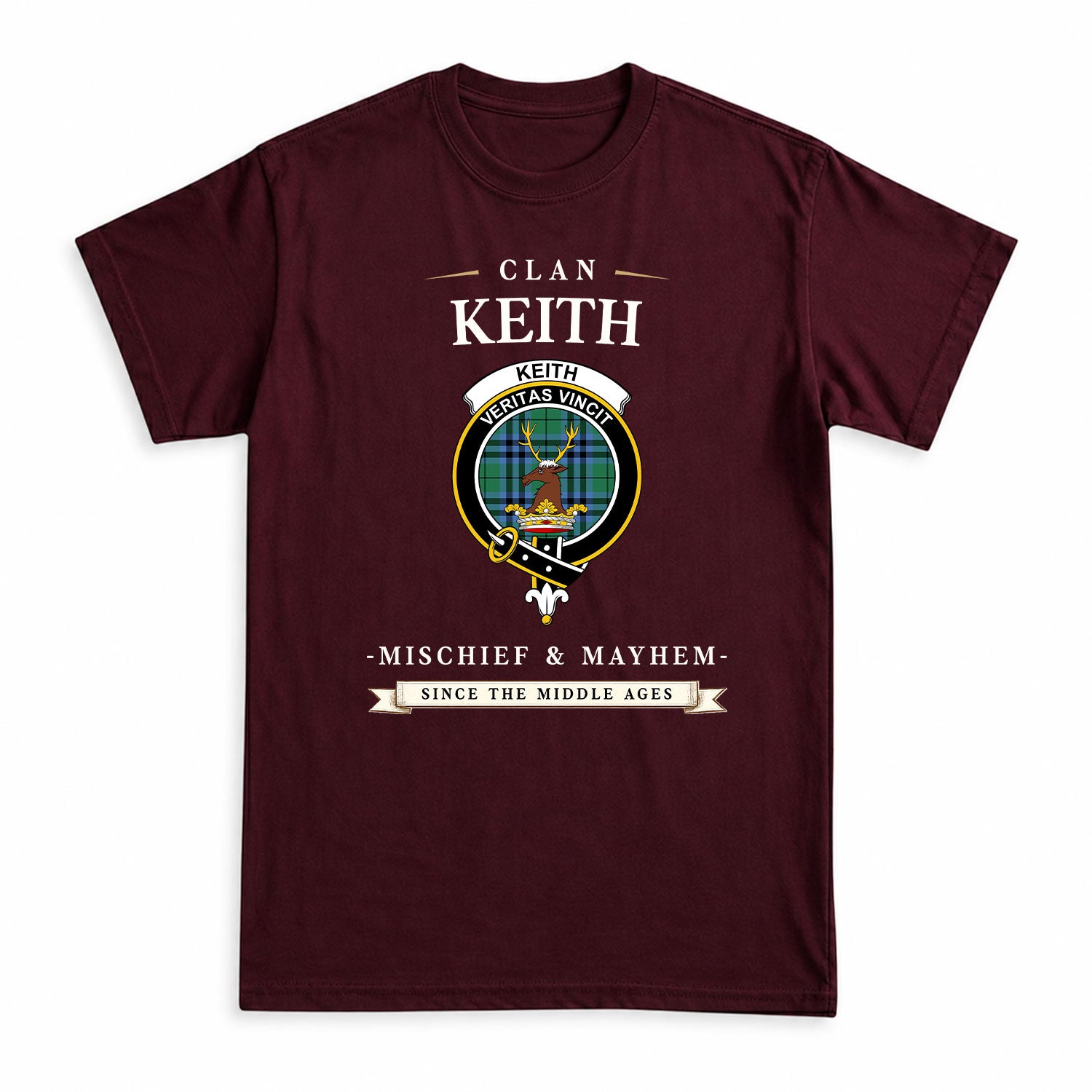 Keith Ancient Tartan Crest Mischief and Mayhem T-shirt