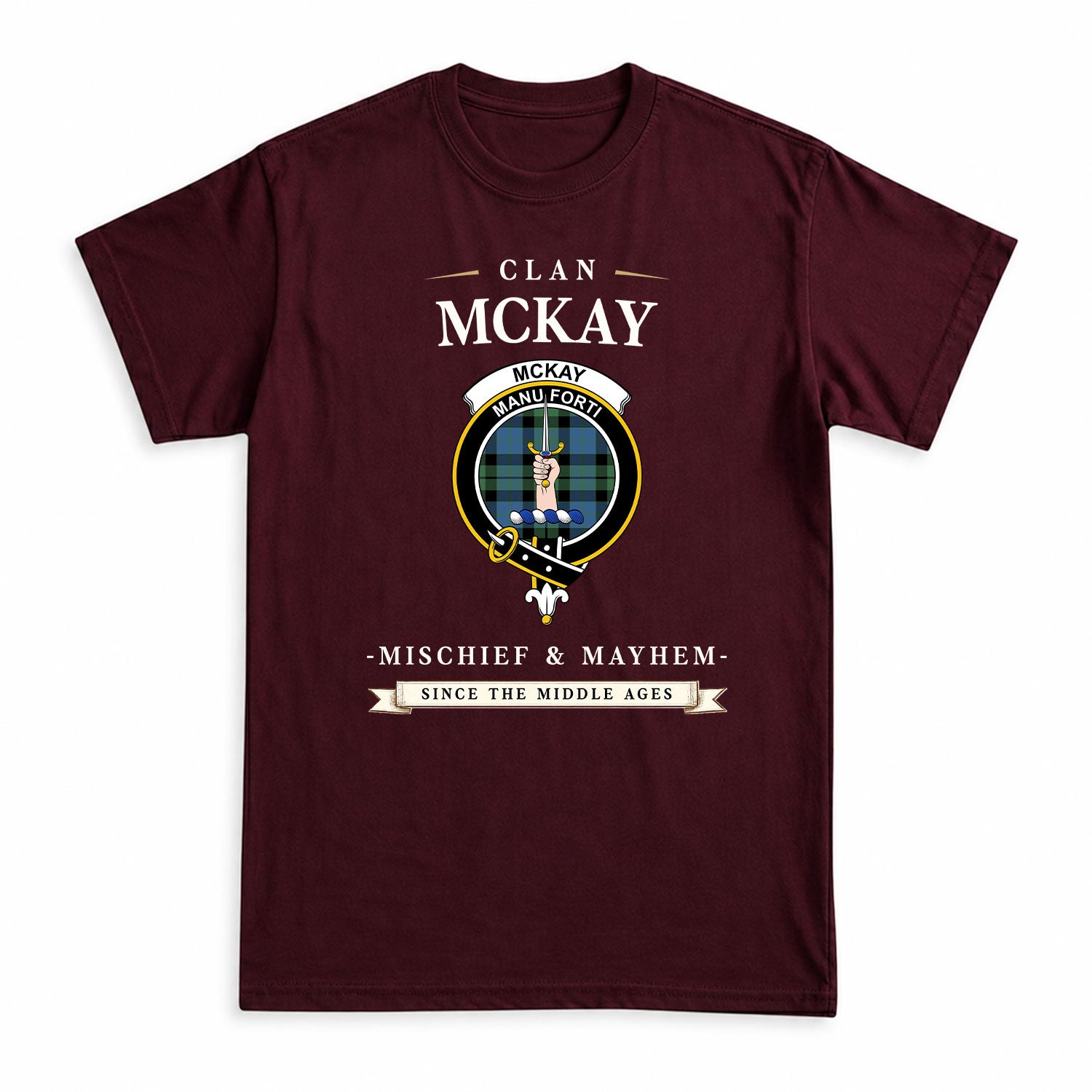 McKay Ancient Tartan Crest Mischief and Mayhem T-shirt