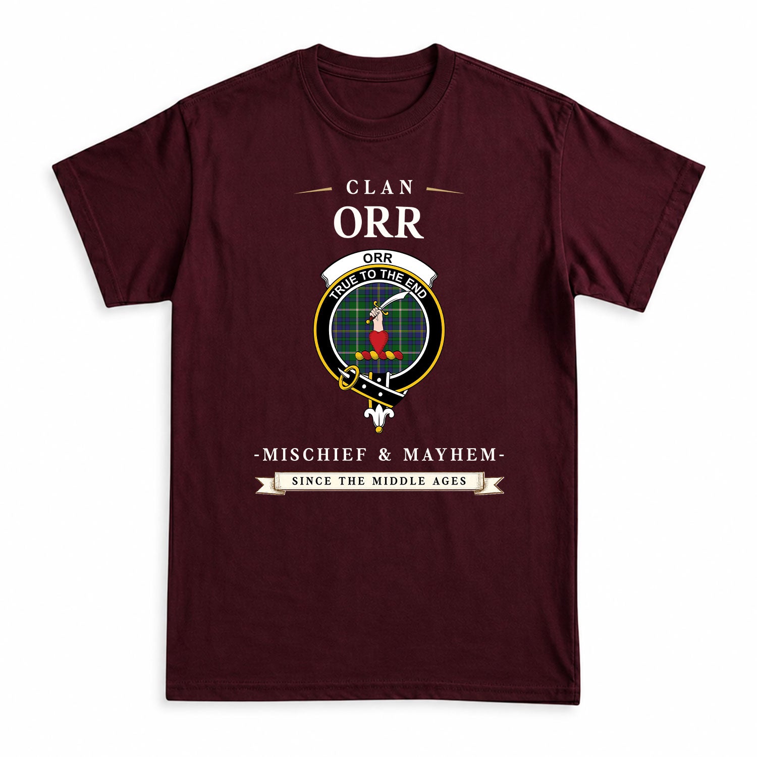 Orr Tartan Crest Mischief and Mayhem T-shirt