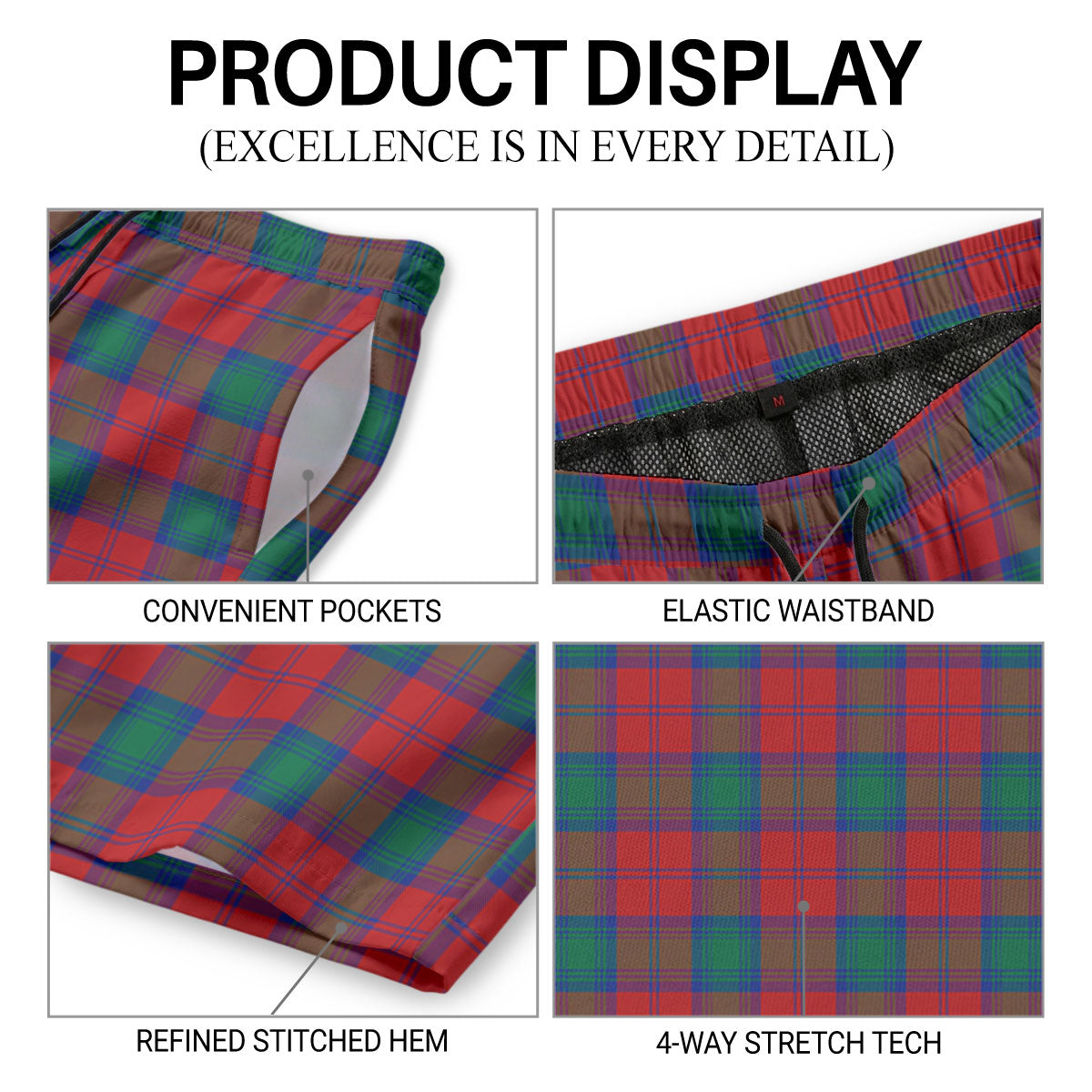Auchinleck Tartan Crest Men's Beach Shorts