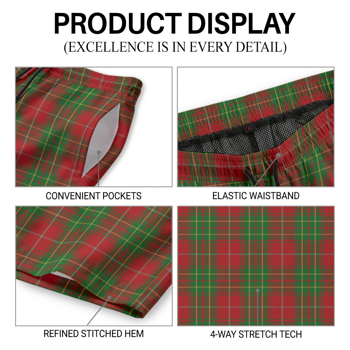 Burnett Tartan Crest Men's Beach Shorts