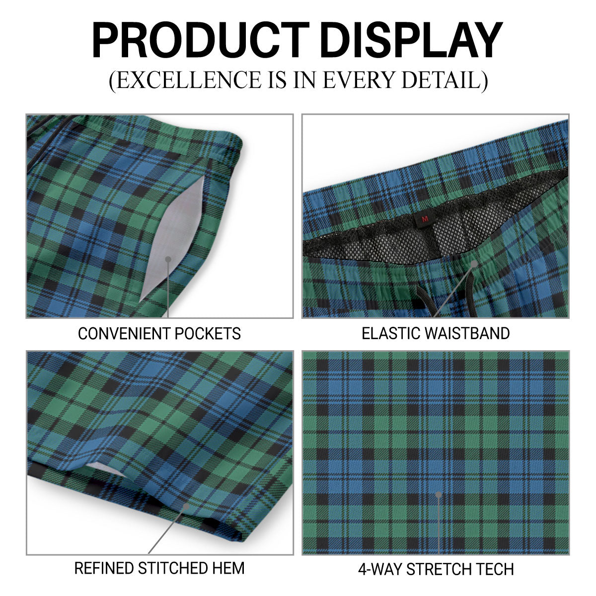 Campbell Ancient 02 Tartan Crest Men's Beach Shorts