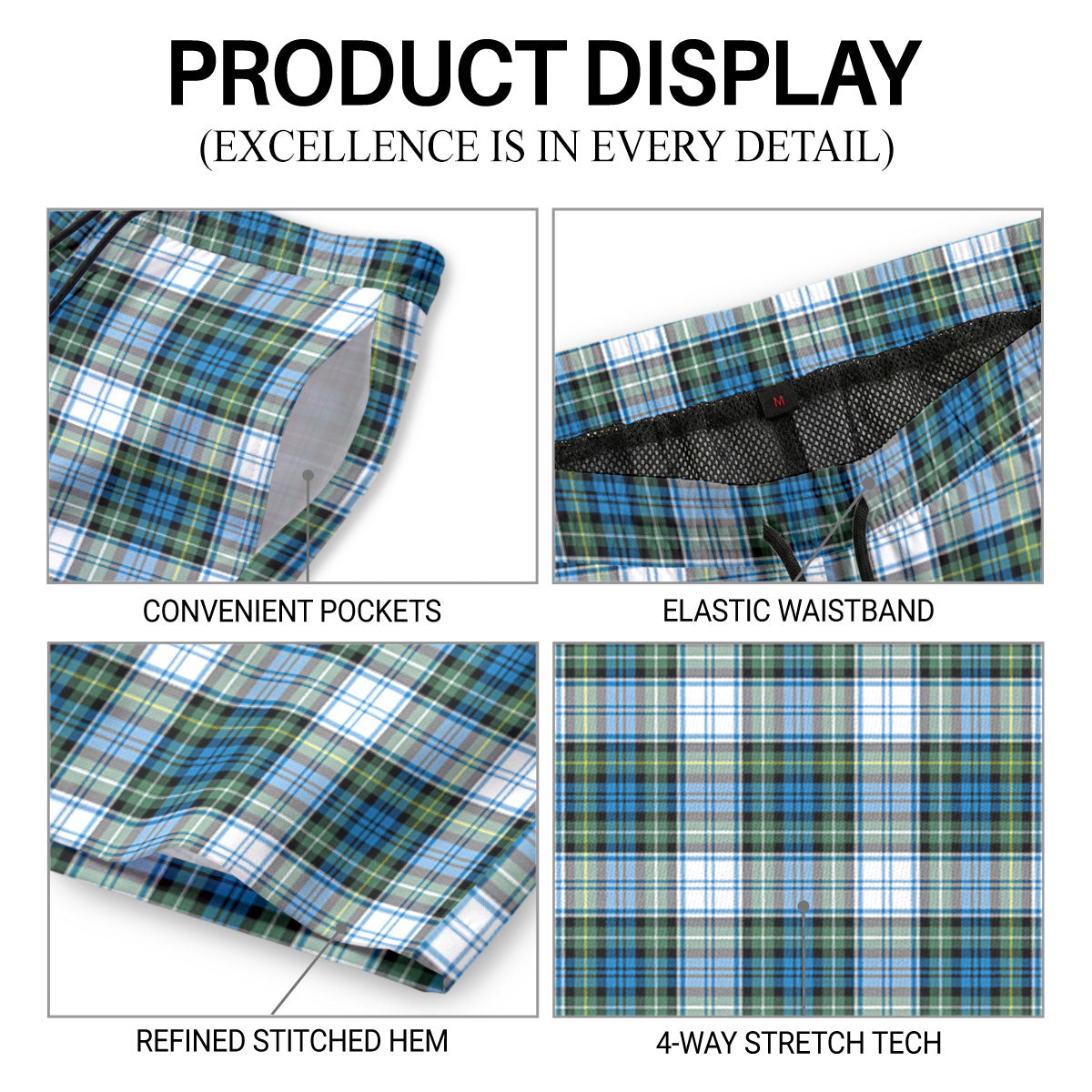 Campbell Dress Ancient Tartan Crest Men's Beach Shorts
