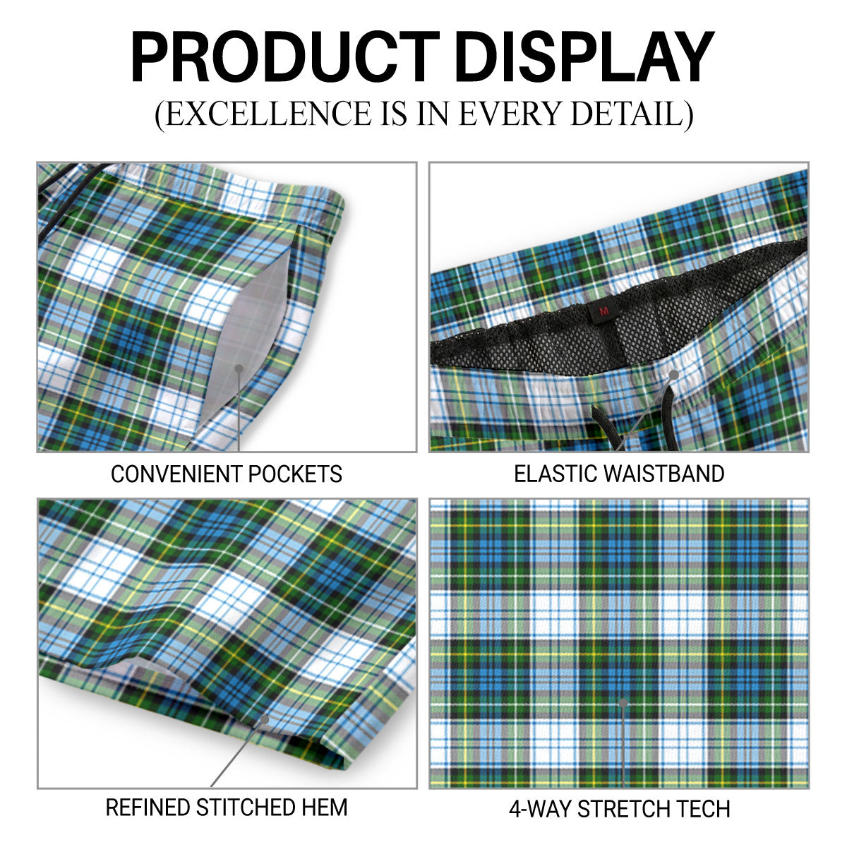 Campbell Dress Tartan Crest Men's Beach Shorts