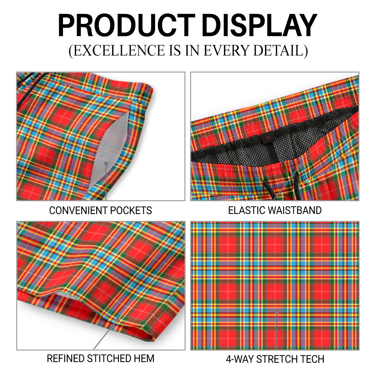Chattan Tartan Crest Men's Beach Shorts