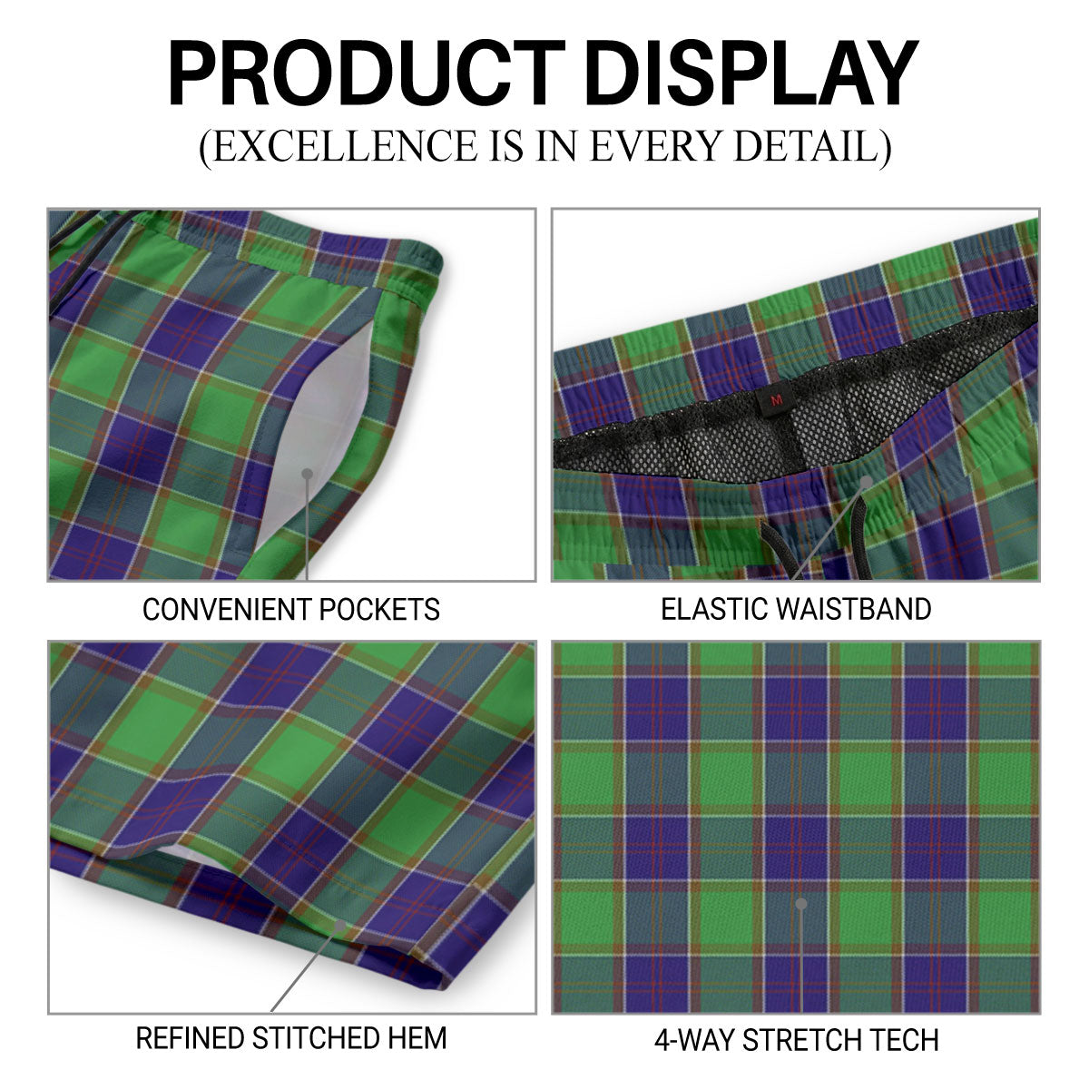 Colville Tartan Crest Men's Beach Shorts