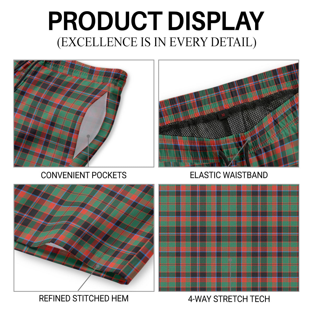 Cumming Hunting Ancient Tartan Crest Men's Beach Shorts