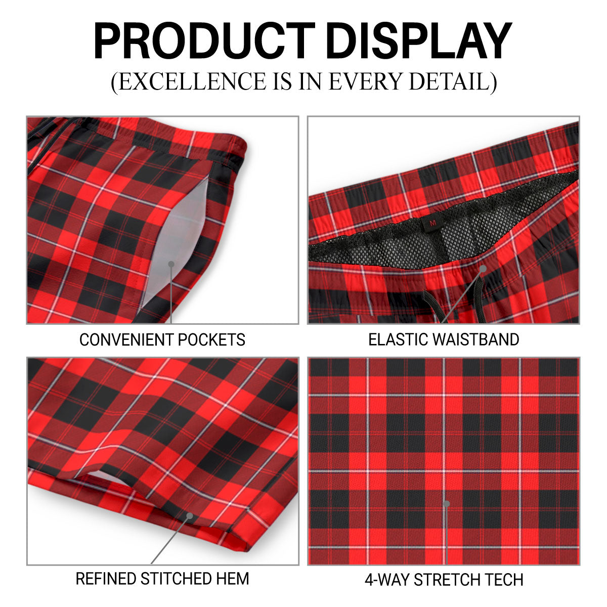 Cunningham Modern Tartan Crest Men's Beach Shorts