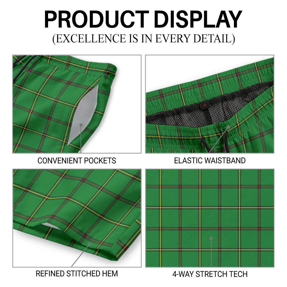 Don Tartan Crest Men's Beach Shorts