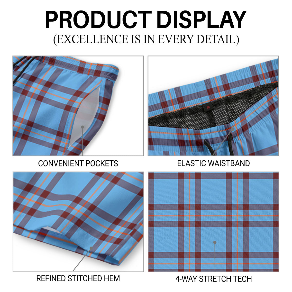 Elliot Ancient Tartan Crest Men's Beach Shorts