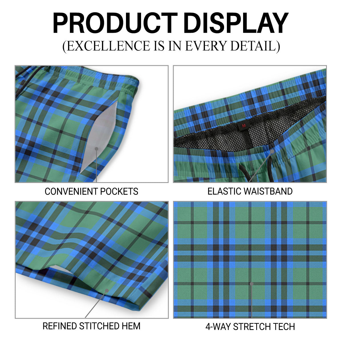 Falconer Tartan Crest Men's Beach Shorts