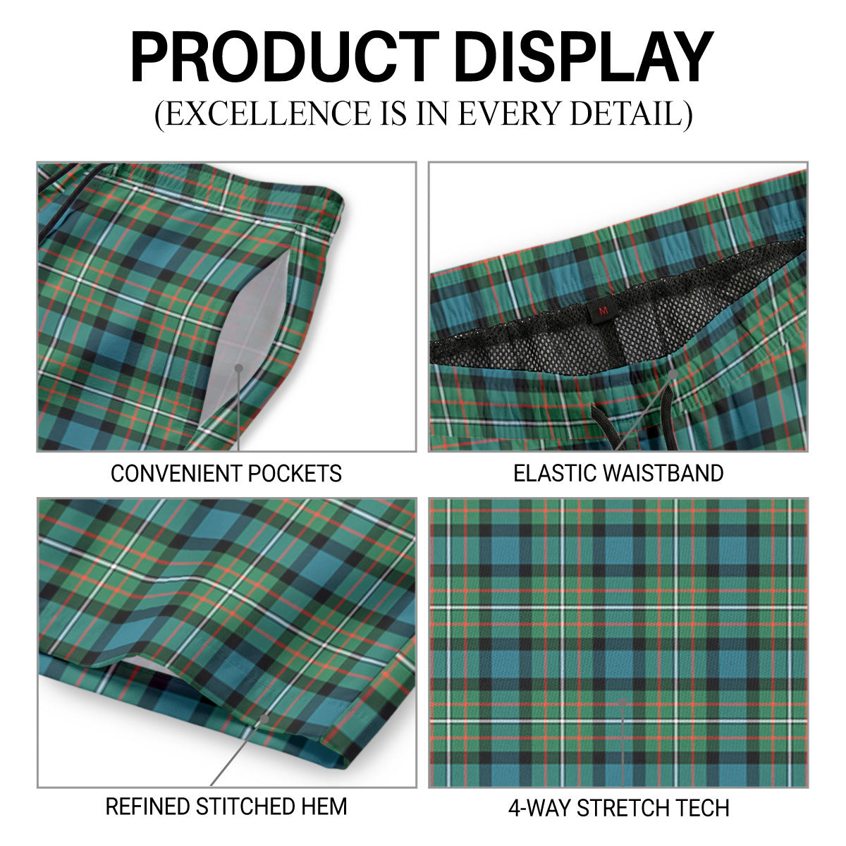 Ferguson Ancient Tartan Crest Men's Beach Shorts