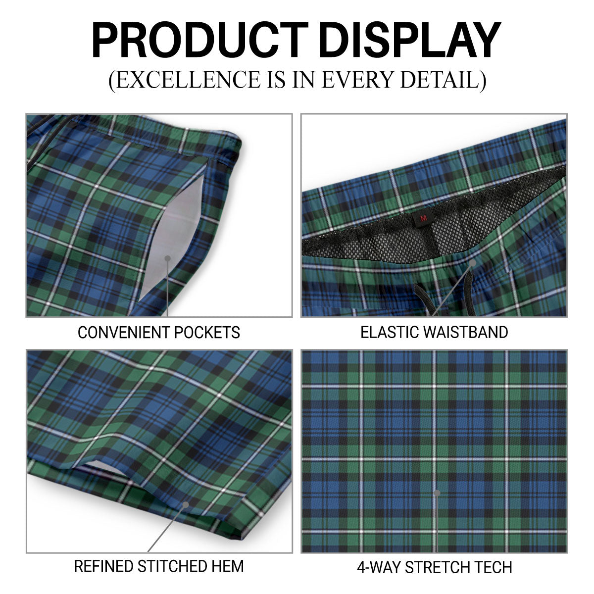 Forbes Ancient Tartan Crest Men's Beach Shorts