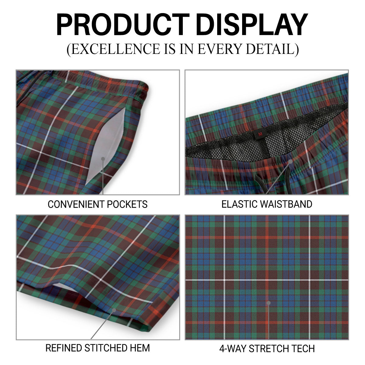 Fraser (of Lovat) Hunting Ancient Tartan Crest Men's Beach Shorts