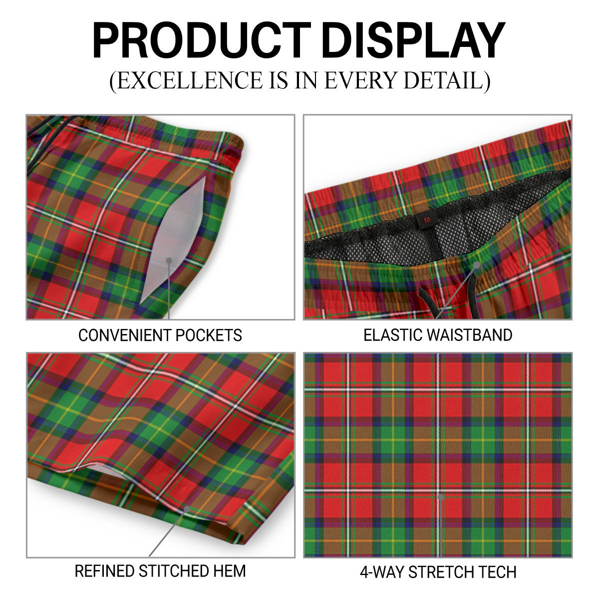 Fullerton Tartan Crest Men's Beach Shorts