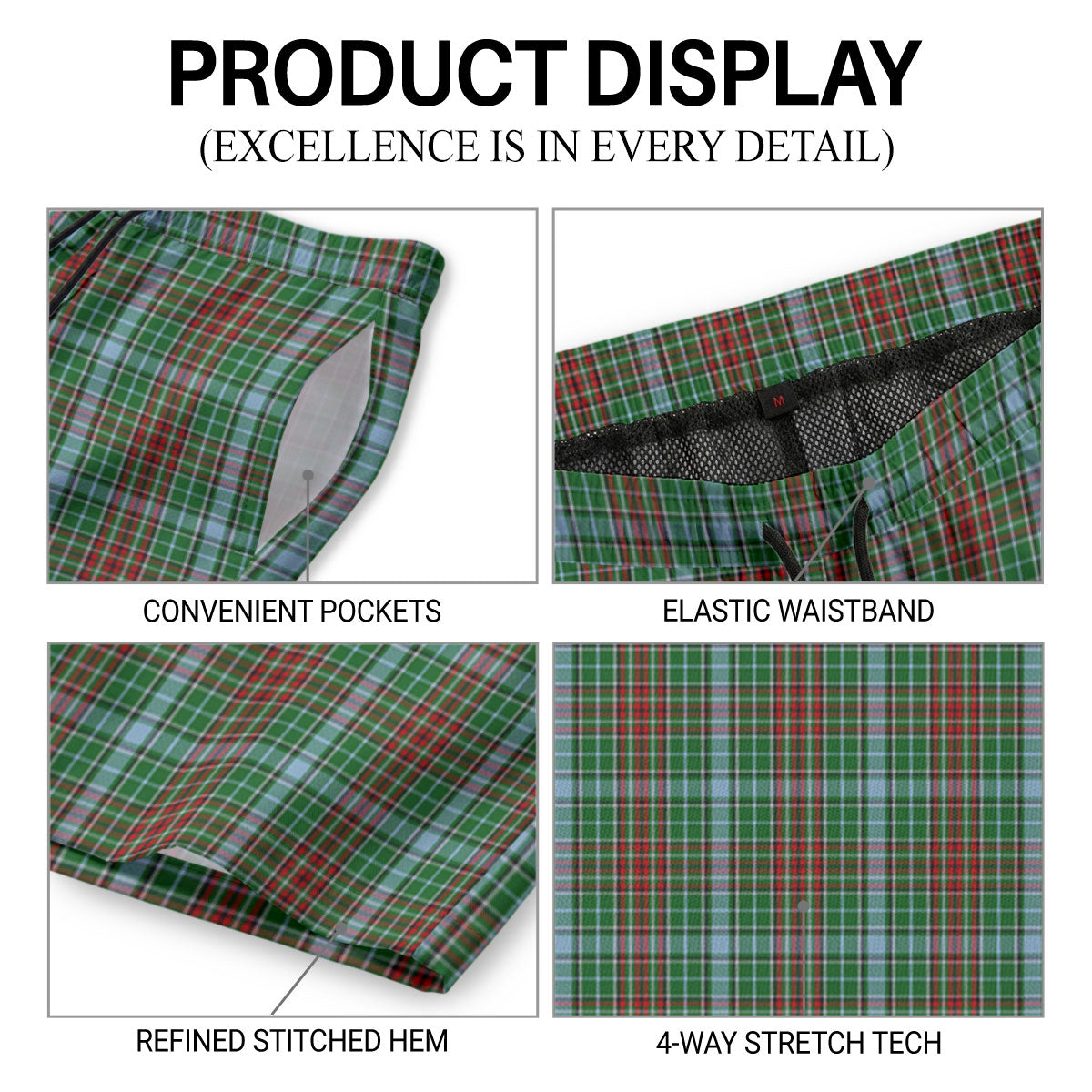 Gayre Tartan Crest Men's Beach Shorts