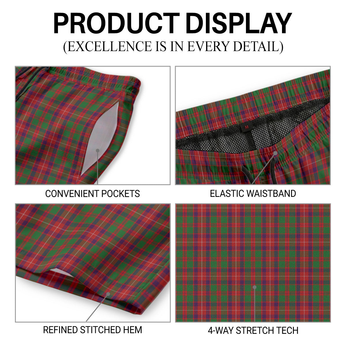 Geddes Tartan Crest Men's Beach Shorts
