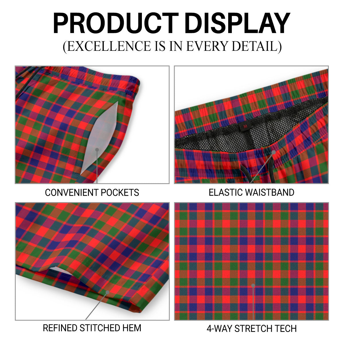 Gow (or McGouan) Tartan Crest Men's Beach Shorts