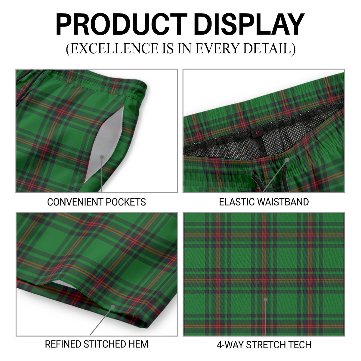 Halkerston Tartan Crest Men's Beach Shorts