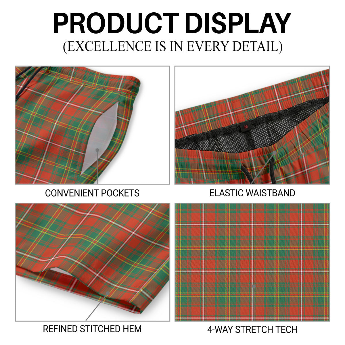 Hay Ancient Tartan Crest Men's Beach Shorts