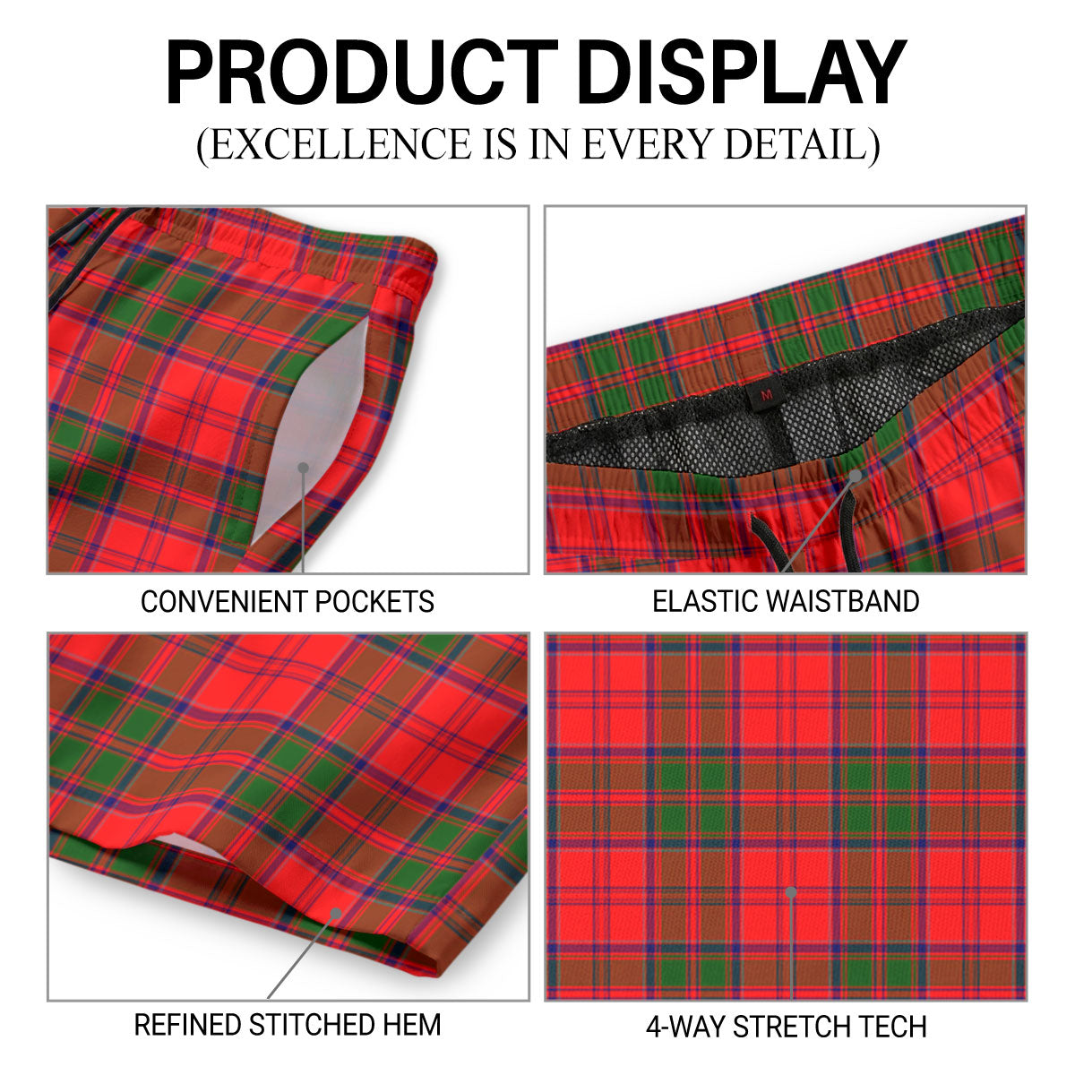 Heron Tartan Crest Men's Beach Shorts
