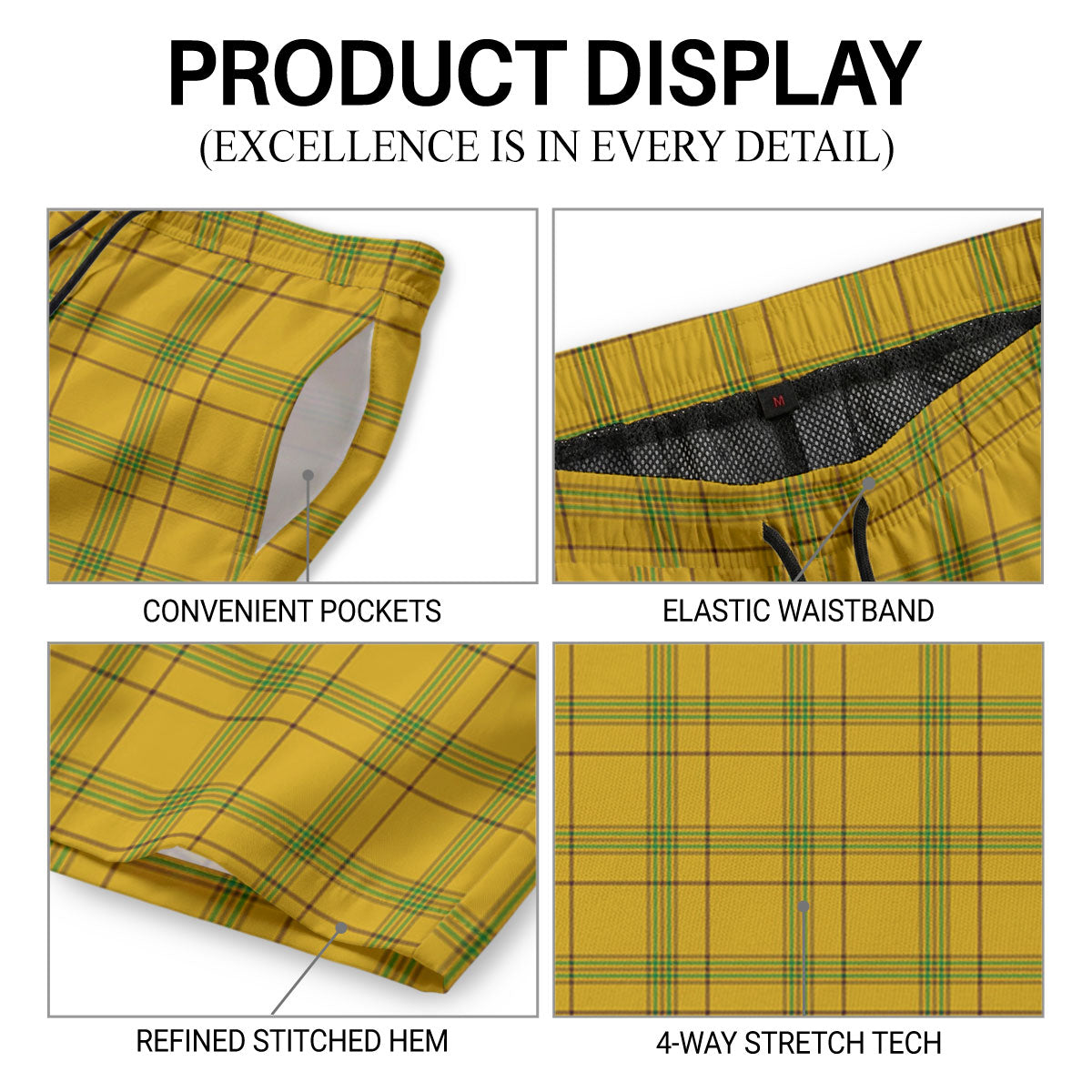 Houston Tartan Crest Men's Beach Shorts