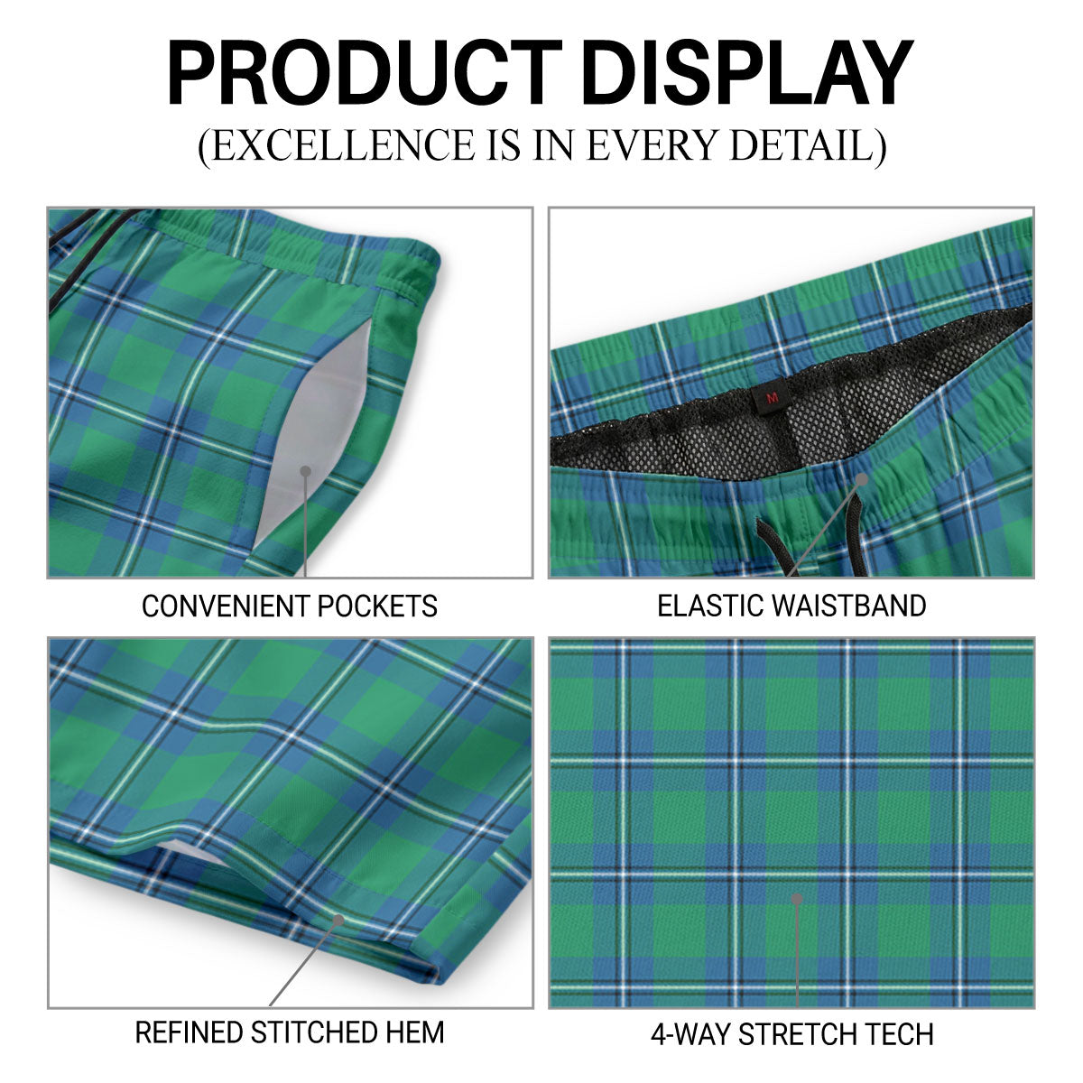 Irvine Ancient Tartan Crest Men's Beach Shorts