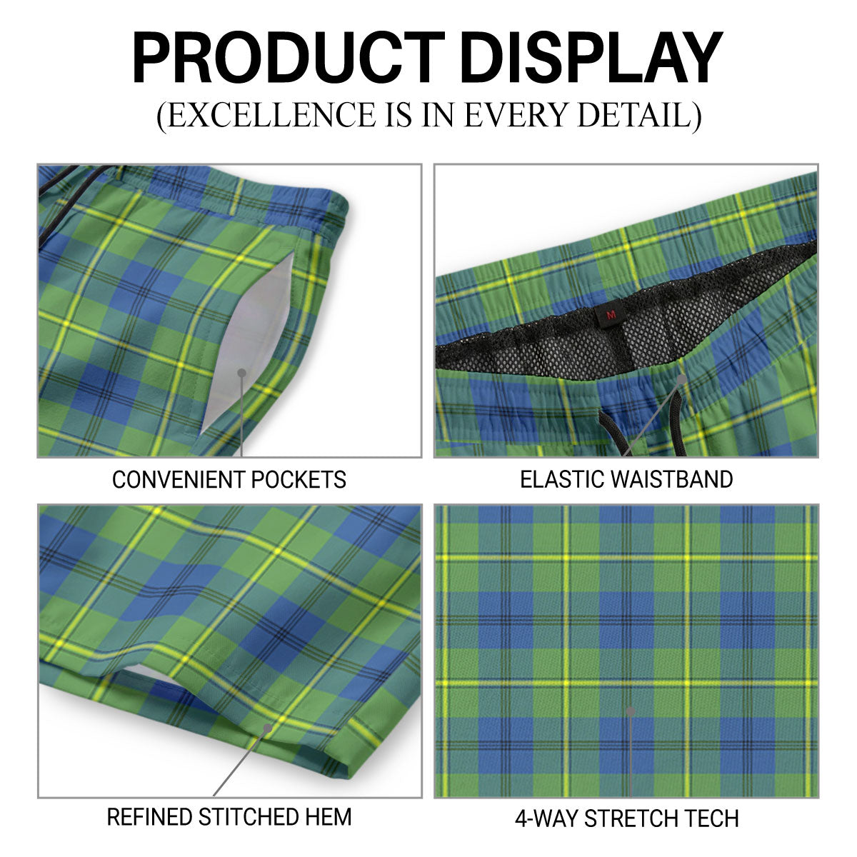 Johnstone Ancient Tartan Crest Men's Beach Shorts