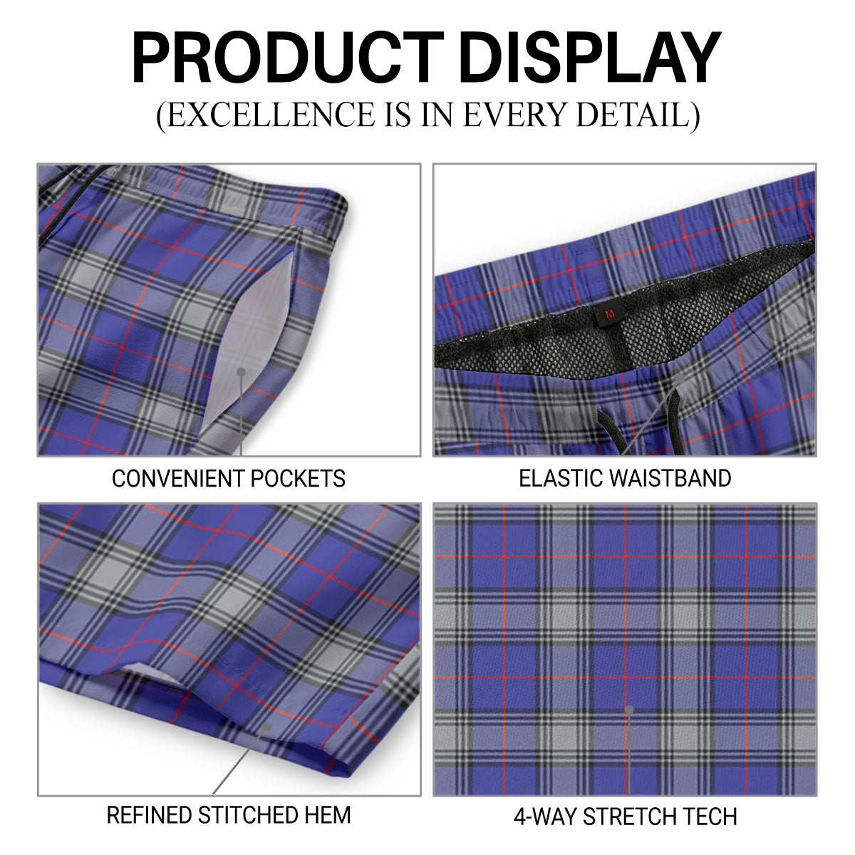 Kinnaird Tartan Crest Men's Beach Shorts
