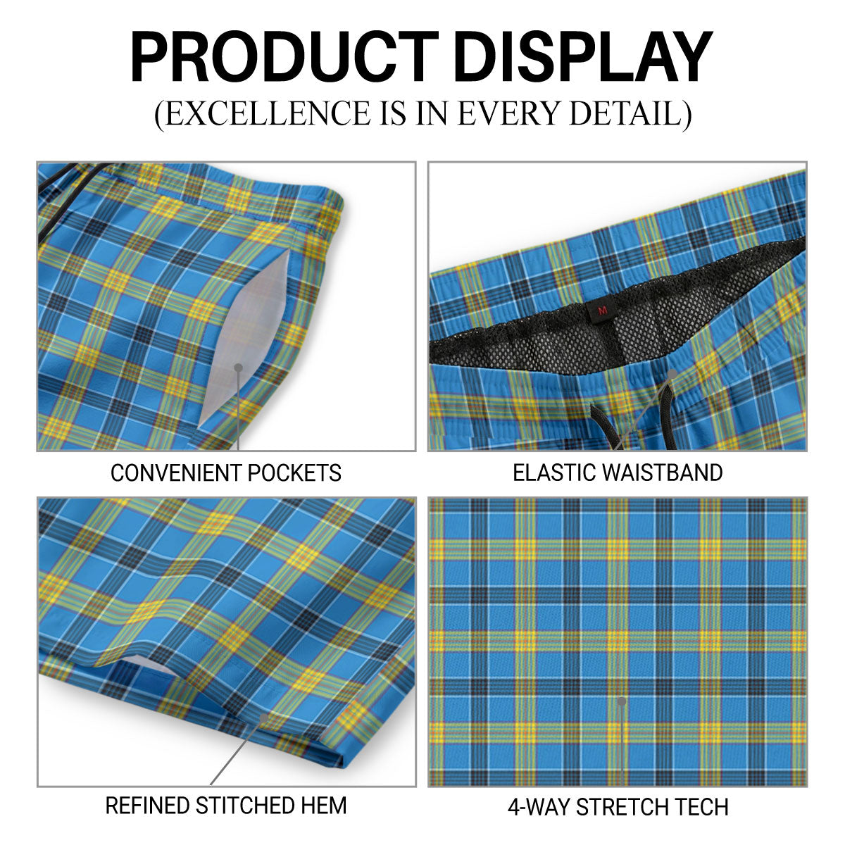 Laing Tartan Crest Men's Beach Shorts