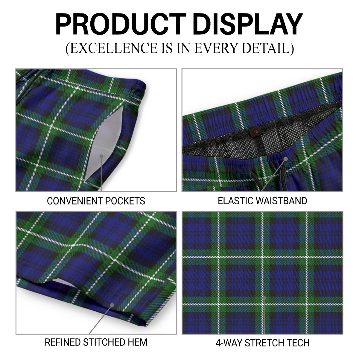 Lammie Tartan Crest Men's Beach Shorts