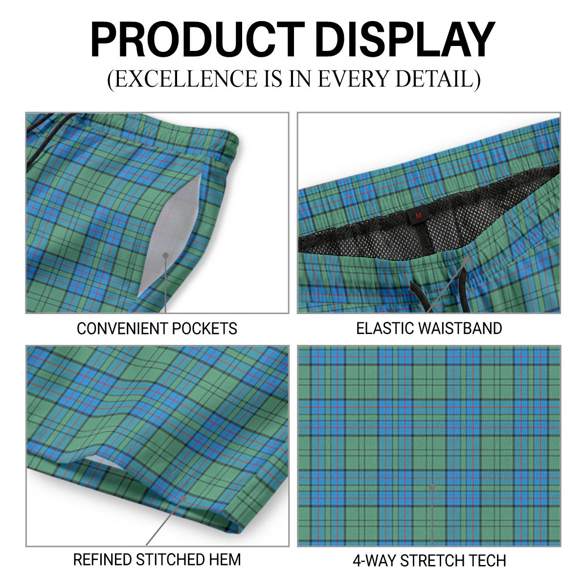 Lockhart Tartan Crest Men's Beach Shorts