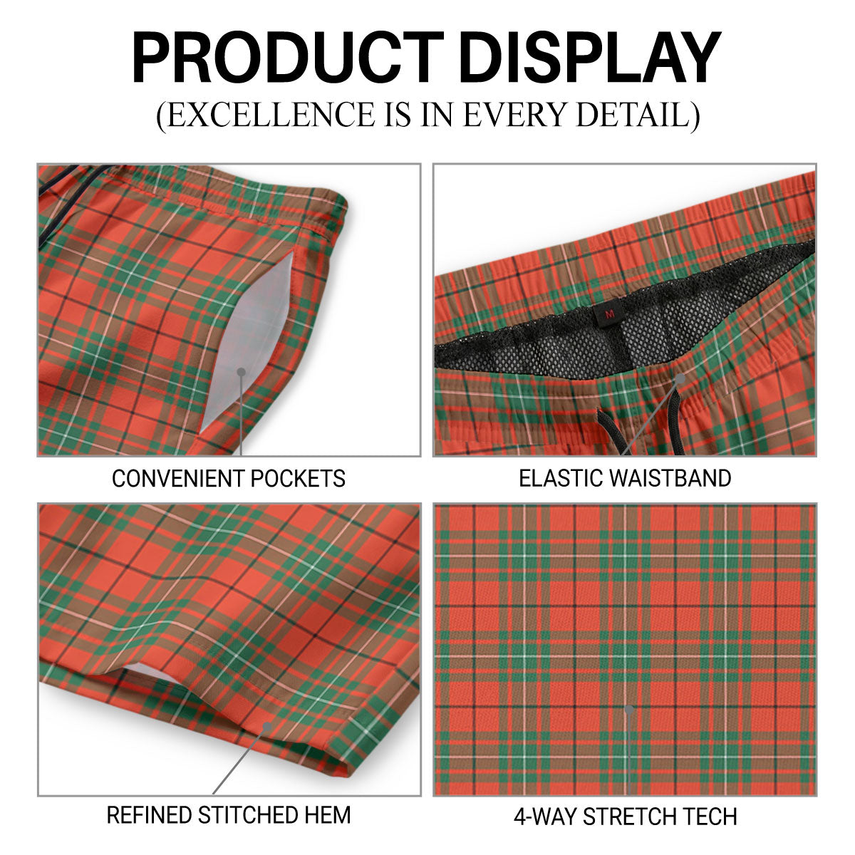 MacAuley Ancient Tartan Crest Men's Beach Shorts