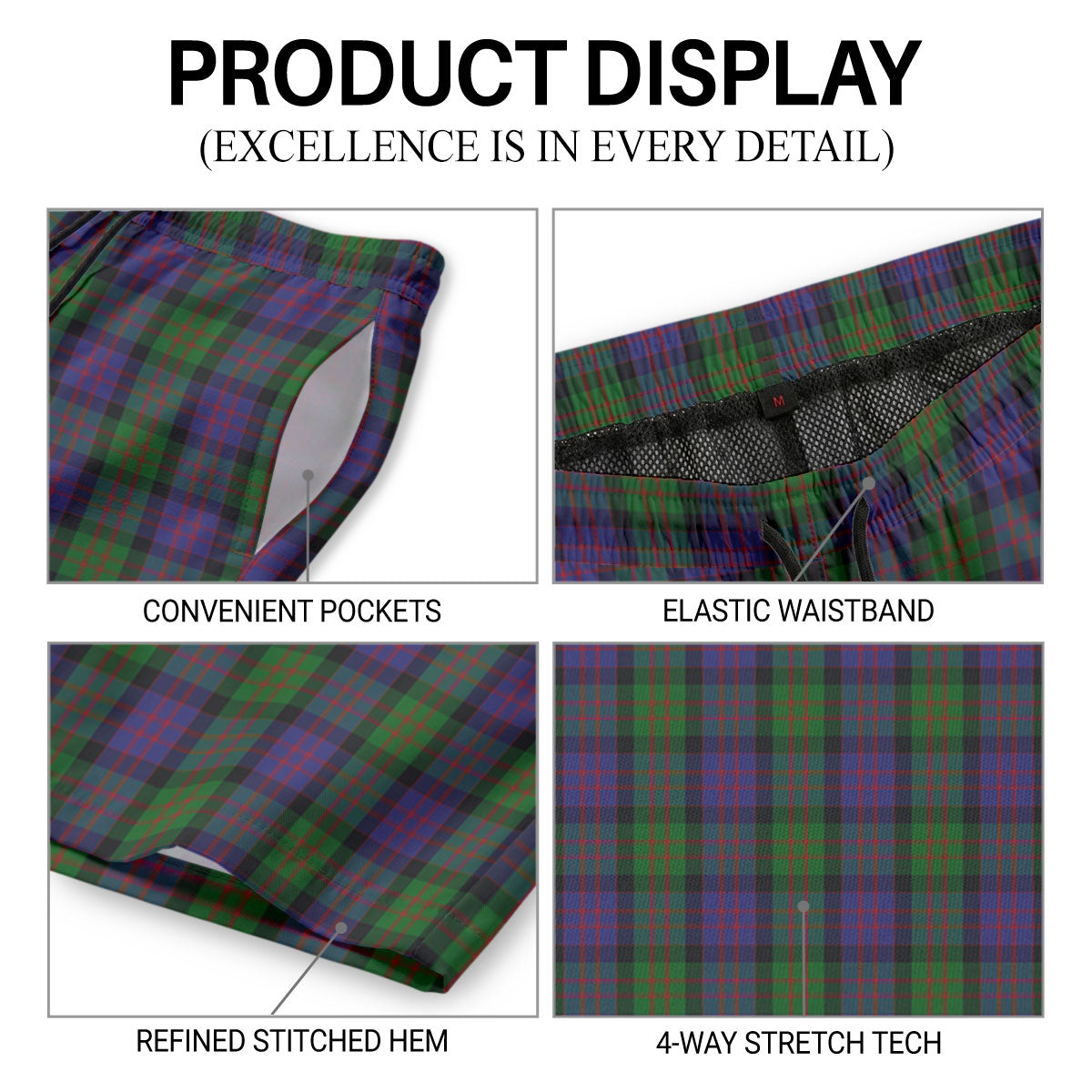 MacDonald Tartan Crest Men's Beach Shorts
